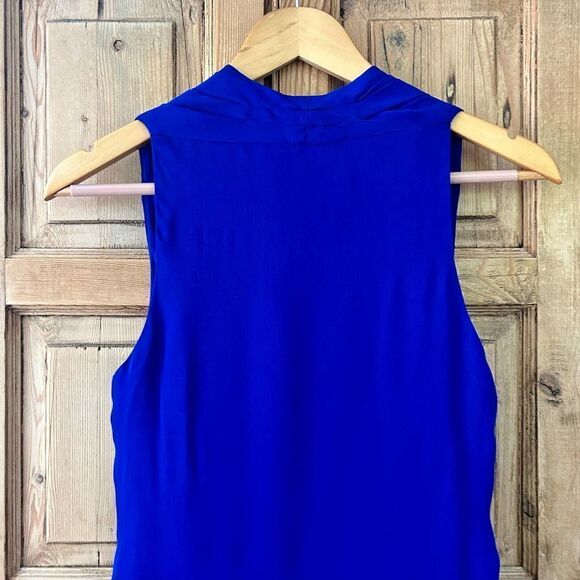 Liquid New York‎ 2 Royal Blue Slip Dress Gathered Silk - Picture 9 of 10